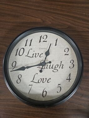 'Live Laugh Love' Round Wall Clock in Black